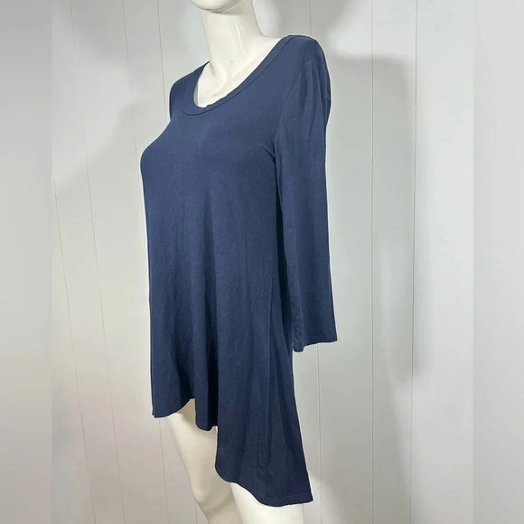 Joan Vass Studio M Navy Long Sleeve Tunic Top Asymmetrical Dress 3/4 Sleeve - Picture 5 of 12